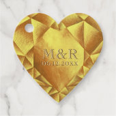 ゴールドシトリンの水彩ハート ウェディングアニバーサリー フェイバータグ (正面)