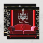 ゴールドシャンデリア ブラックダマスク 住所変更のお知らせ 案内状 (正面/裏面)