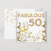 ゴールドシャンパンお誕生日おめでとう 50歳 招待状 (正面/裏面)