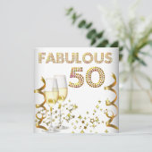 ゴールドシャンパンお誕生日おめでとう 50歳 招待状 (スタンド正面)
