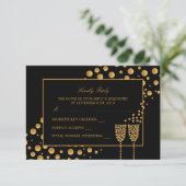 ゴールドシャンパンバブルエンゲージメントパーティーへの返信 招待状 (スタンド正面)