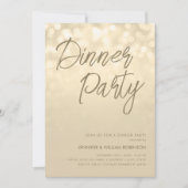 ゴールドシャンパンライトのスクリプト Dinner Party  招待状 (正面)