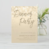 ゴールドシャンパンライトのスクリプト Dinner Party  招待状 (スタンド正面)