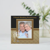 ゴールドシャンパン写真 50周年パーティー 招待状 (スタンド正面)