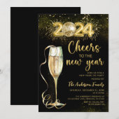 ゴールドシャンパン チェアーズ ニューヨークイブ パーティー 2024 招待状 (正面/裏面)
