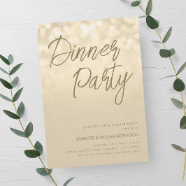 ゴールドシャンパン ライト スクリプト ディナー パーティー 招待状