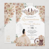 ゴールドシャンパン ラスティック ウエスタン 馬のキンセアニエラ 招待状 (正面/裏面)