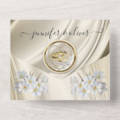 ゴールドシルクとパールが一つになったウェディング招待状 オールインワン招待状 (裏面)