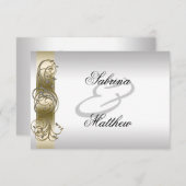 ゴールドシルバーオーナメントフォーマルレセプションカード 招待状 (正面/裏面)