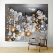 ゴールドシルバーバルーンウォール　誕生日記念日 タペストリー (インサイチュ(横))