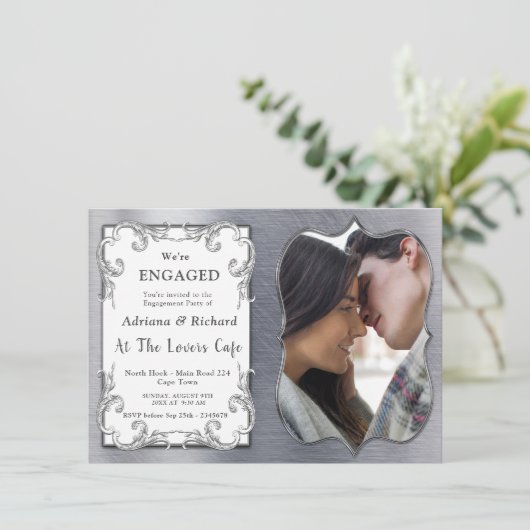 ゴールドシルバーブラス ヴィンテージエンゲージメントカード エンクロージャーカード (スタンド正面)