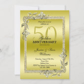 ゴールドジェム＆グリッター 50周年 ゴールデンウェディングアニバーサリー 招待状 (正面)