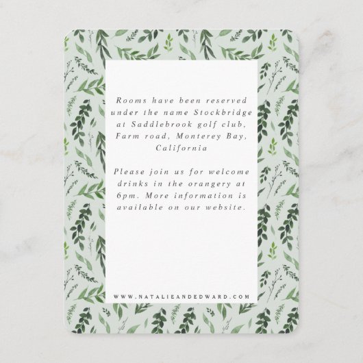 ゴールドジオメトリック水彩グリーン エンクロージャーカード (裏面)