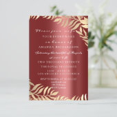 ゴールドジャングルバーガンディーエレガントウェディングバースデー 招待状 (スタンド正面)