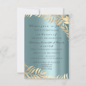 ゴールドジャングルブルーゴールドエレガントウェディングバースデー 招待状 (正面)