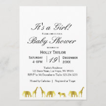 ゴールドジャングルベイビーシャワー招待状