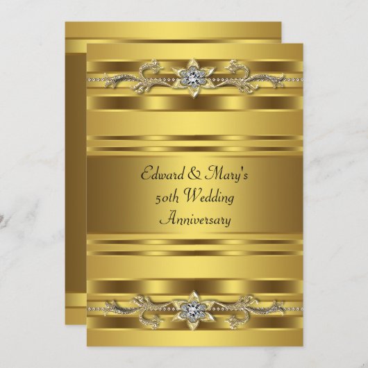 ゴールドジュエリー エレガントゴールド 50周年記念結婚式 招待状 (正面/裏面)