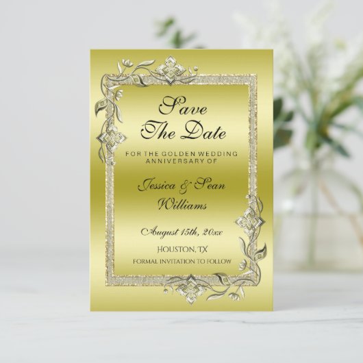 ゴールドジュエリー&グリッター 50周年 ゴールデンウェディングアニバーサリー セーブザデート (スタンド正面)