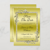 ゴールドジュエリー&グリッター 50周年 ゴールデンウェディングアニバーサリー セーブザデート (正面/裏面)