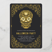 ゴールドスカルハロウィンパーティー 箔招待状 (正面)