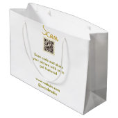 ゴールドスキャンQRコード輝きシンプルエレガントなカリグラフィー ラージペーパーバッグ (裏面アングル)