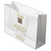 ゴールドスキャンQRコード輝きシンプルエレガントなカリグラフィー ラージペーパーバッグ (正面アングル)