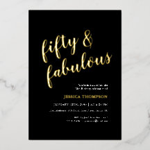 ゴールドスクリプトで華やかに「Fifty and Fabulous」50歳の誕生日