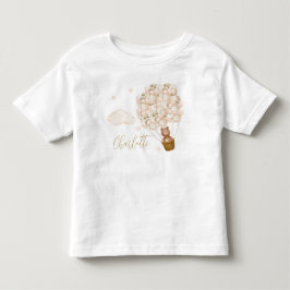 ゴールドスクリプトのかわいいテディベアバルーン トドラーTシャツ