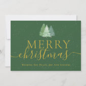 ゴールドスクリプトのクリスマスツリーの会社のロゴ シーズンカード (正面)