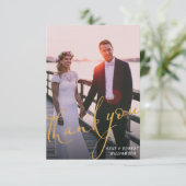 ゴールドスクリプトウェディング感謝フォトカード サンキューカード (スタンド正面)