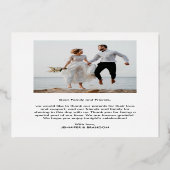 ゴールドスクリプトエレガント 結婚式の写真カードにお礼 箔招待状 (裏面)