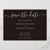 ゴールドスクリプトエンゲージメントフォトウェディングセーブザデート 箔招待状 (裏面)