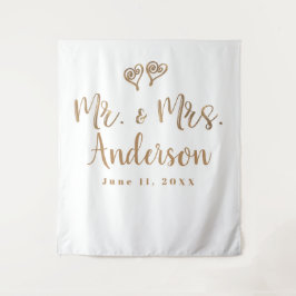 ゴールドスクリプトタイポグラフィ モダン ミニマル タペストリー