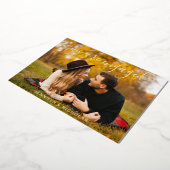 ゴールドスクリプトフォト ウェディングエンゲージメント セーブザデート 箔招待状 (回転した状態)