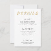 ゴールドスクリプト独身パーティー週末招待状 招待状 (裏面)