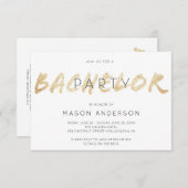 ゴールドスクリプト独身パーティー週末招待状 招待状 (正面/裏面)