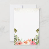 ゴールドスクリプト サンクス | ピンク ウォーターカラー フローラル サンキューカード (裏面)