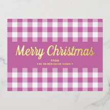 ゴールドスクリプト ピンクギンガム メリークリスマス