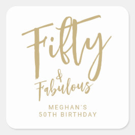 ゴールドスクリプト フィフティ モダンボールド 50歳の誕生日パーティー スクエアシール