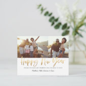 ゴールドスクリプト 幸せな新年 マルチフォト 新年 シーズンポストカード (スタンド正面)