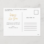 ゴールドスクリプト 幸せな新年 マルチフォト 新年 シーズンポストカード (裏面)