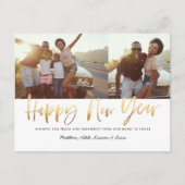 ゴールドスクリプト 幸せな新年 マルチフォト 新年 シーズンポストカード (正面)