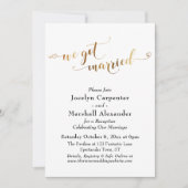 ゴールドスクリプト 結婚しました コンフェッティバック 招待状 (正面)