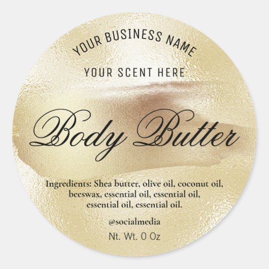 ゴールドスタイルのインクとホイル製品ラベル ラウンドシール (正面)