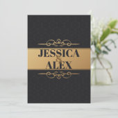 ゴールドスタイルエレメント | スリム ブラックパターン 招待状 (スタンド正面)