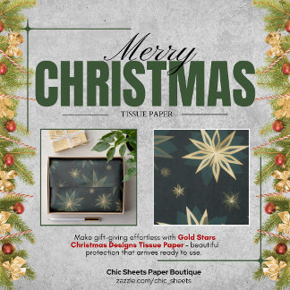 ゴールドスターのクリスマスデザインのティシューペーパー 薄葉紙