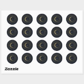 ゴールドスターの夜 天体のサンシャイン ムーンウェディング ラウンドシール (シート)