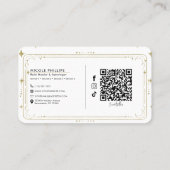 ゴールドスターの夜 空の太陽爆発 月 QR 名刺 (裏面)