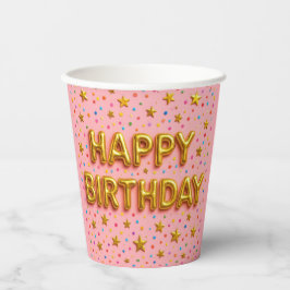ゴールドスターの誕生日カップ 紙コップ