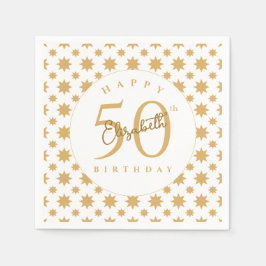 ゴールドスターの50歳の誕生日カスタムネーム スタンダードカクテルナプキン